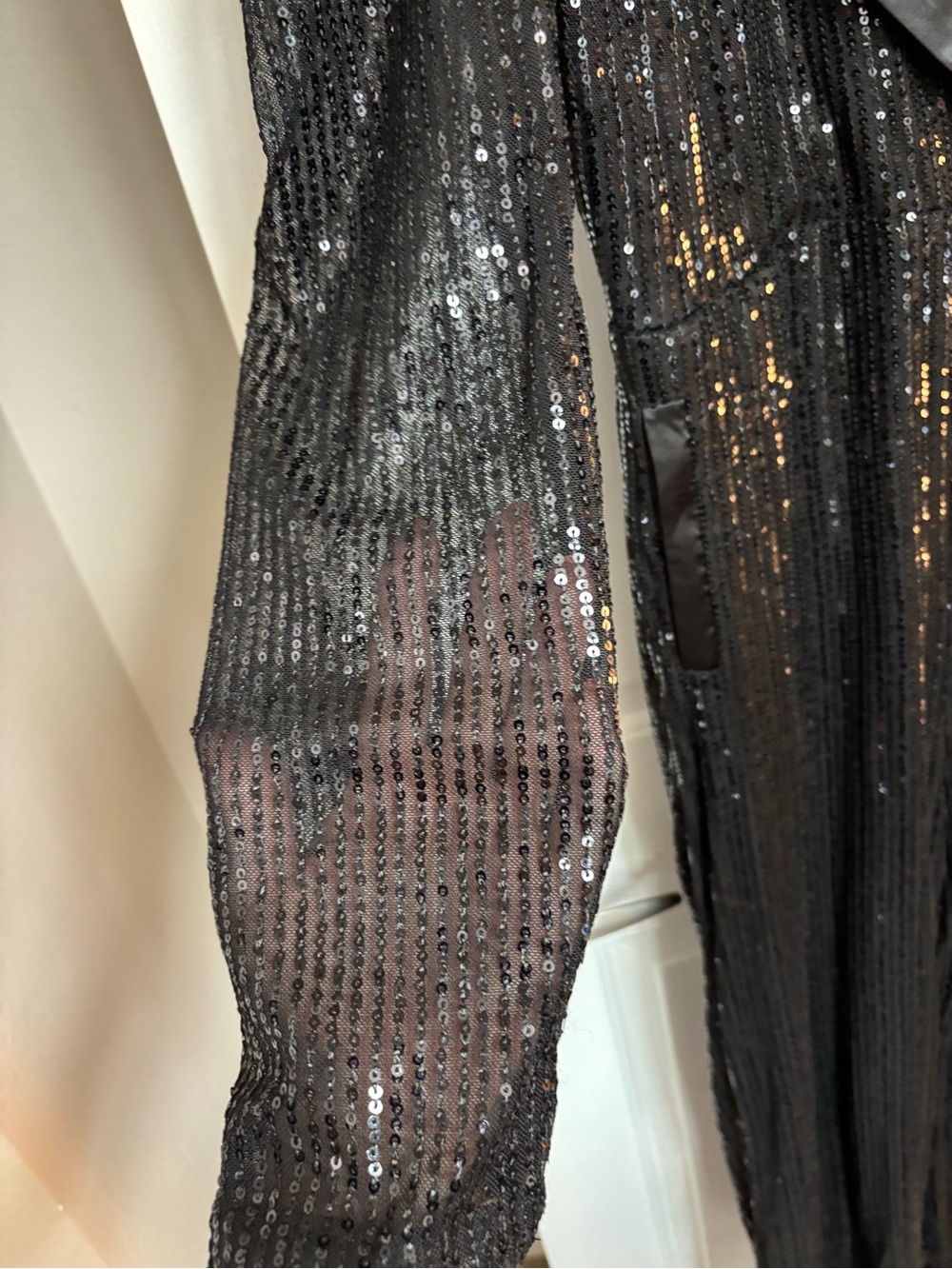 Black Sequin Evening jumpsuit Rhinestone Belt NOT included - Picture 6 of 8